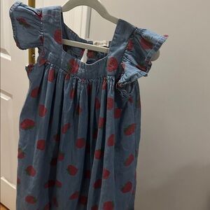 Tucker + Tate Chambray Strawberry Dress Size 8 Ruffle Flutter Sleeve